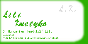 lili kmetyko business card